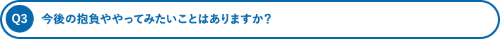 今後の抱負ややってみたいことはありますか？